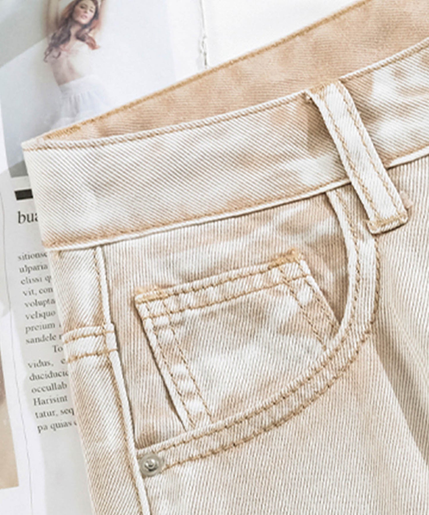 ルーズシルエット・ハイウエストワイドデニムパンツ