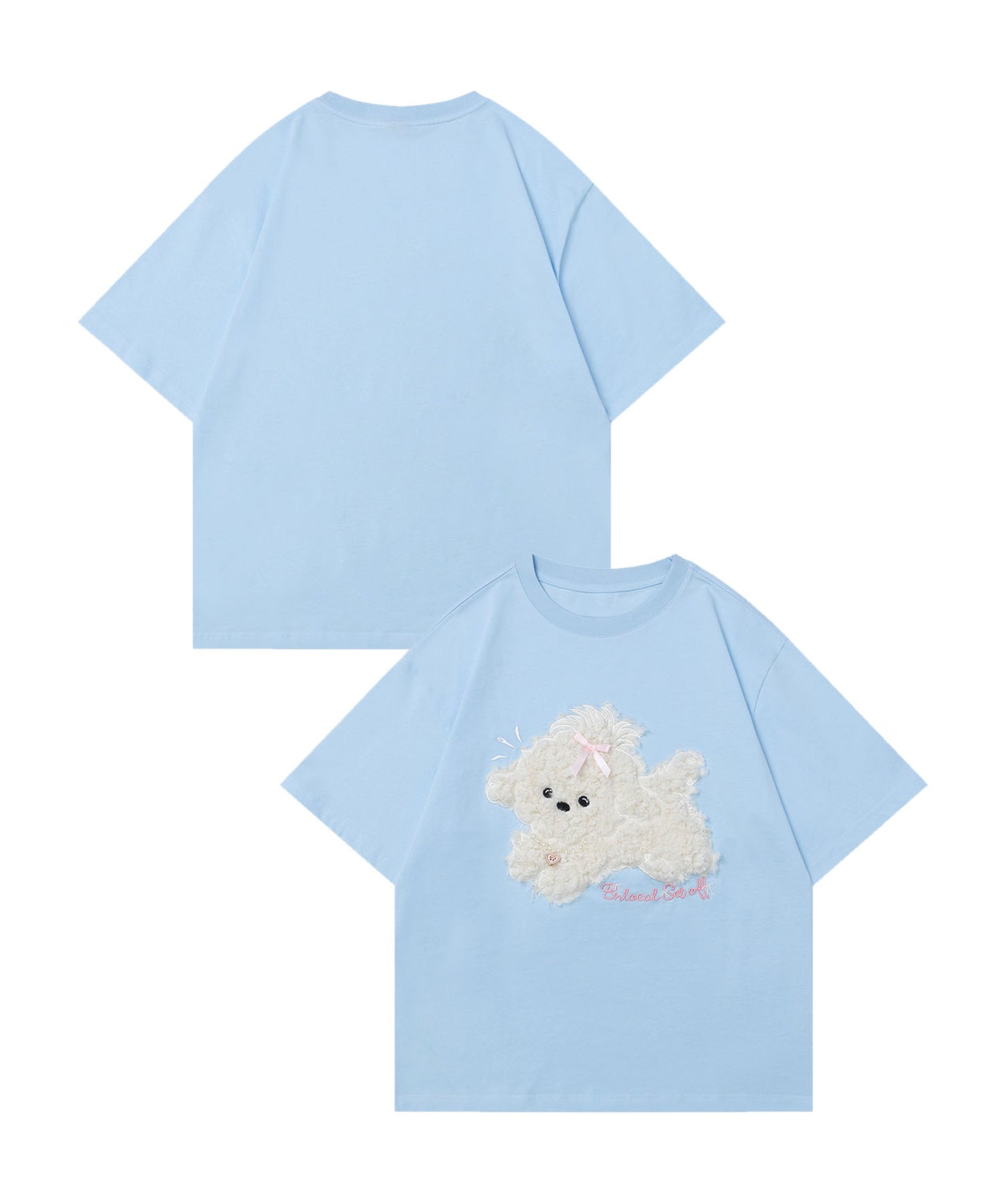 【HOOK】for girls ふわふわドッグ刺繍Tシャツ