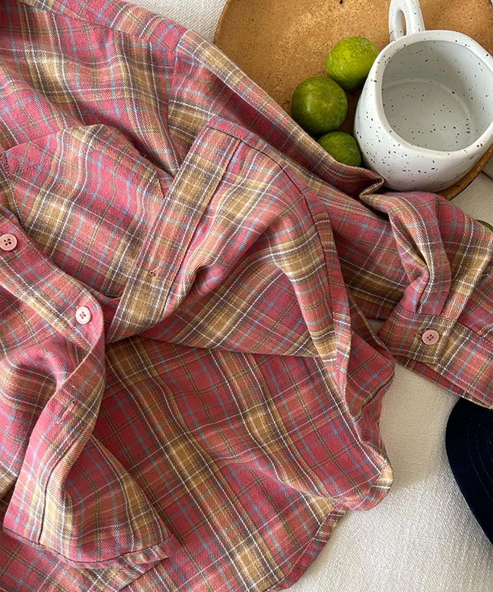 【aimoha-KIDS-】チェック柄シャツ