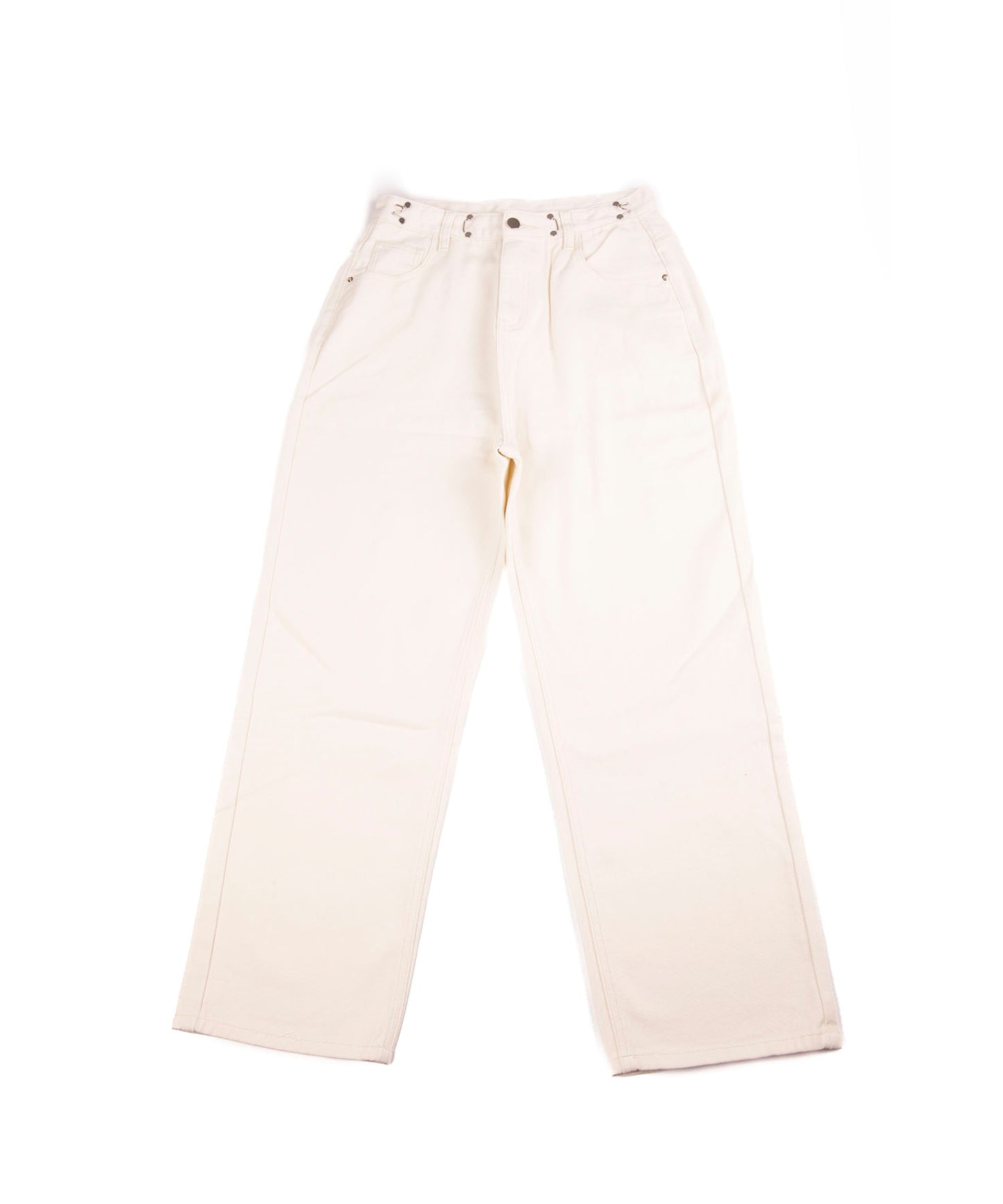 2WAYデザインジーンズデニム深めのウエストタックハイウエストデニムパンツ