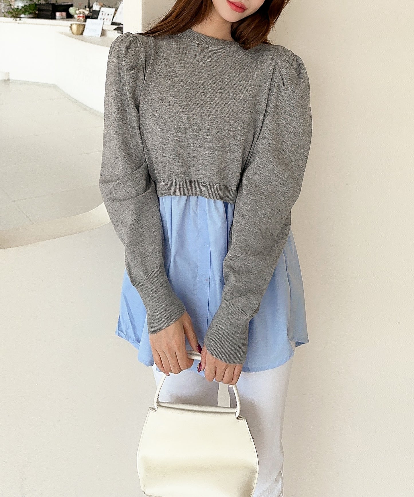 【Jasmine】シャーリングパールトップス