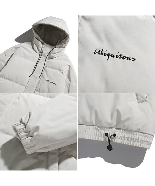 【HOOK】英字刺繍中綿・フード付きダウンジャケット