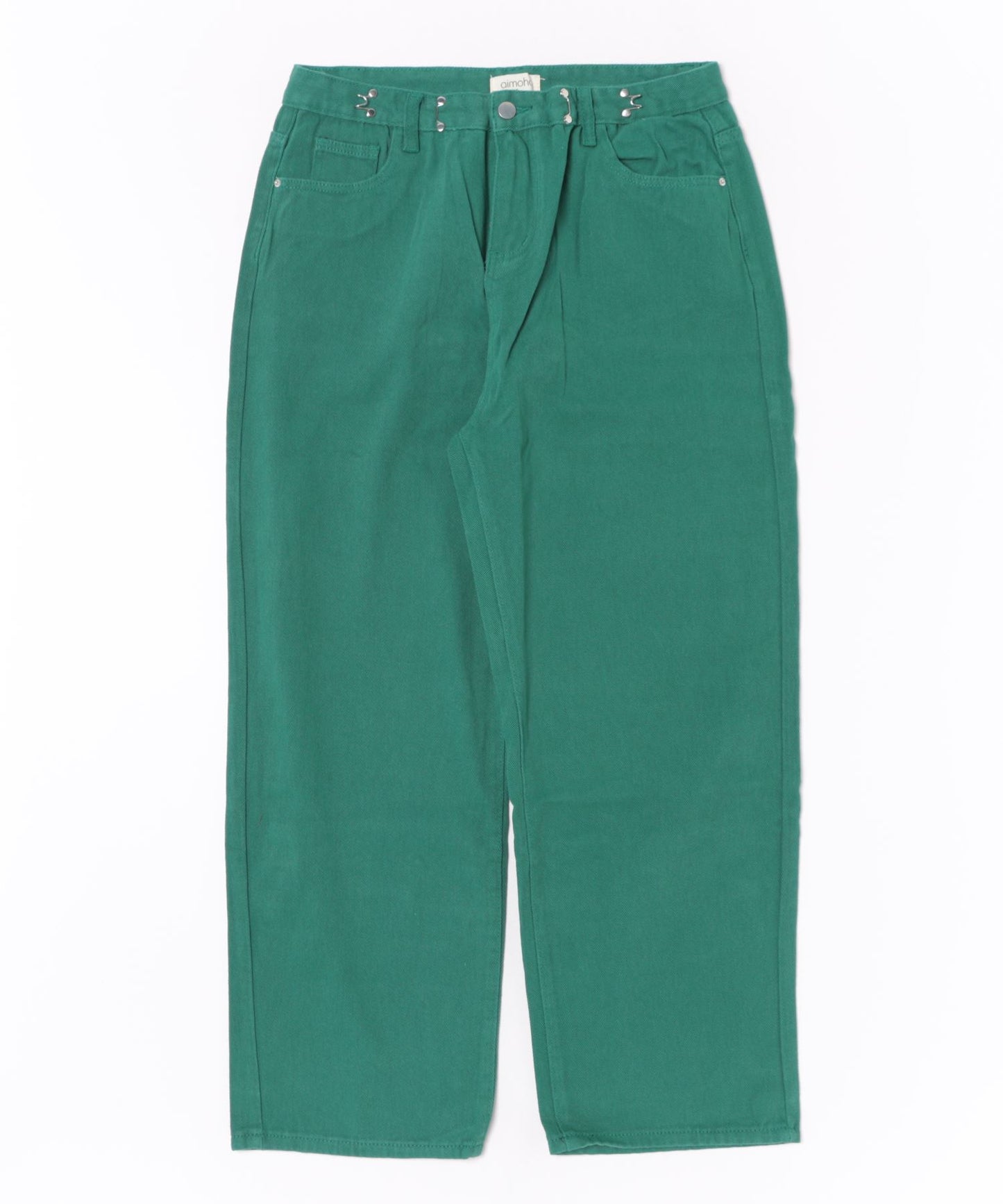 2WAYデザインジーンズデニム深めのウエストタックハイウエストデニムパンツ