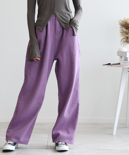 2WAYデザインジーンズデニム深めのウエストタックハイウエストデニムパンツ