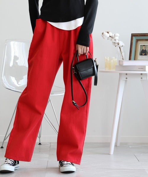 2WAYデザインジーンズデニム深めのウエストタックハイウエストデニムパンツ