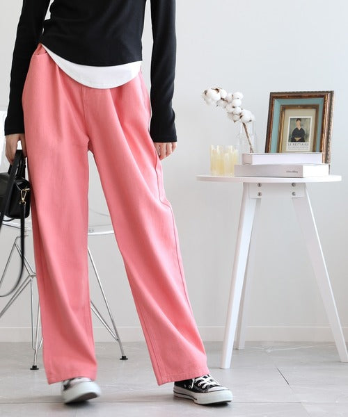 2WAYデザインジーンズデニム深めのウエストタックハイウエストデニムパンツ