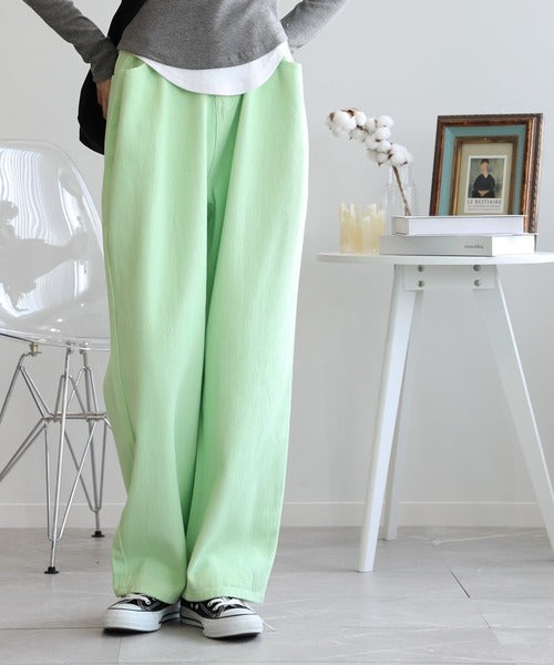 2WAYデザインジーンズデニム深めのウエストタックハイウエストデニムパンツ