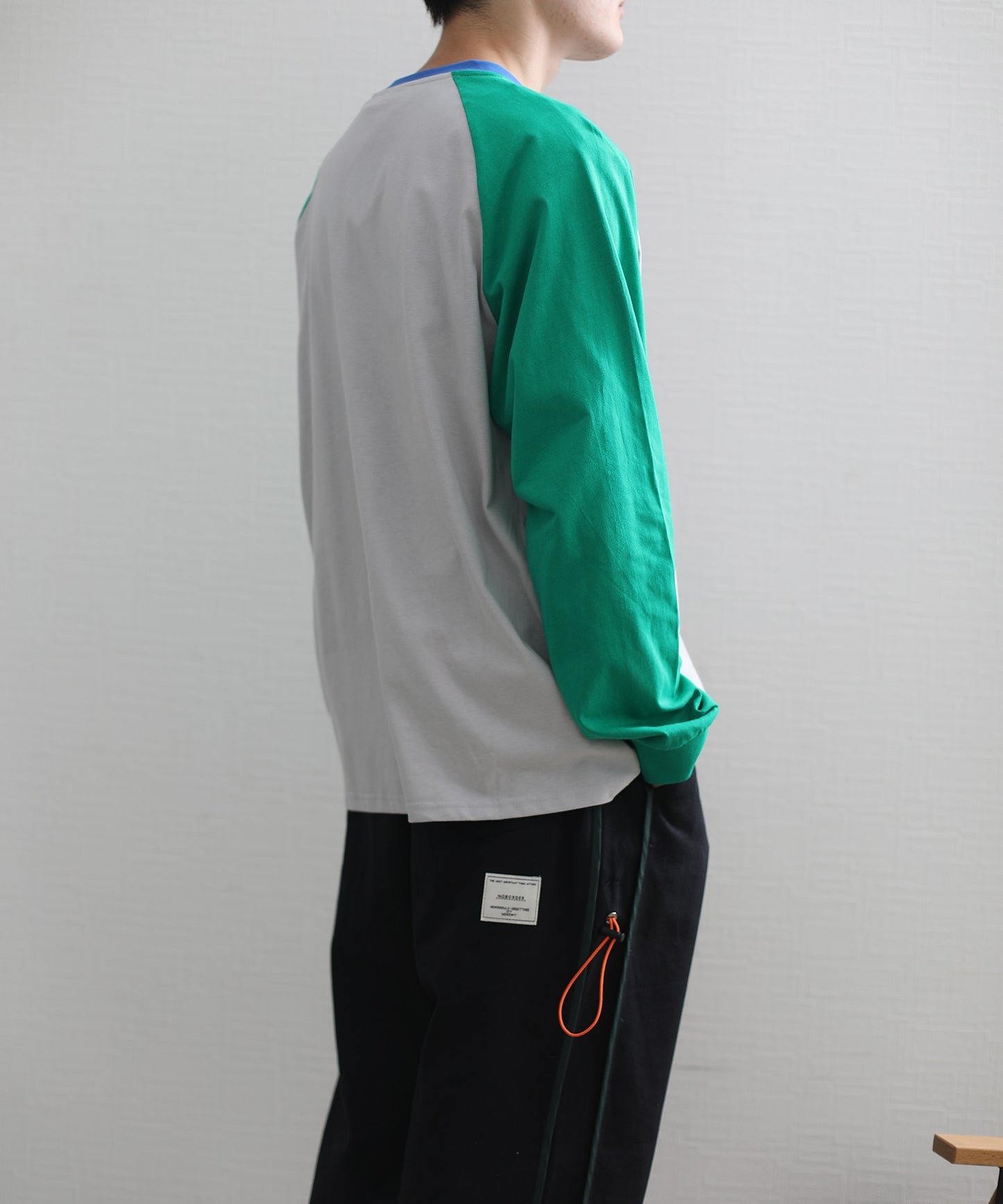 【HOOK -original- 】アメカジヴィンテージ風袖配色切り替えロゴプリントリンガーロングTEE