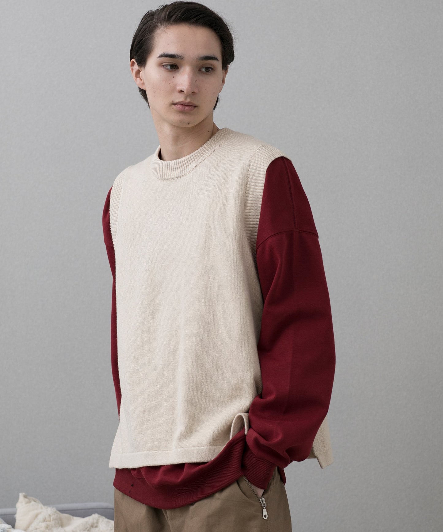 【aimoha Men's】クルーネックベスト