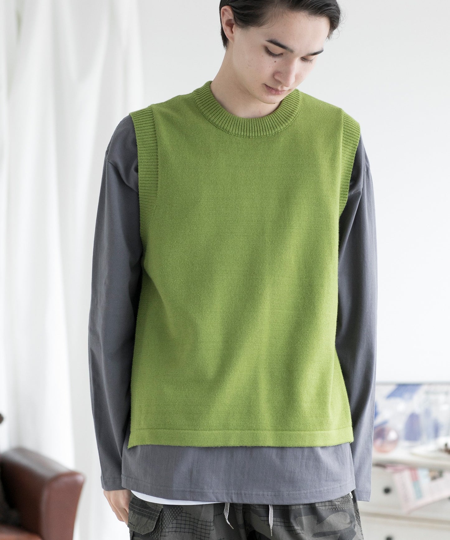 【aimoha Men's】クルーネックベスト