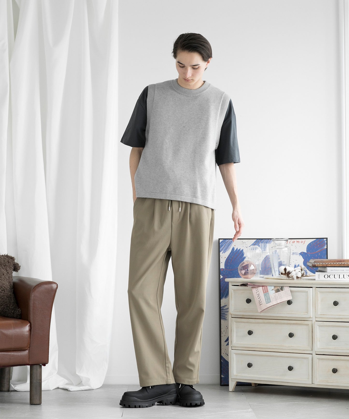 【aimoha Men's】クルーネックベスト