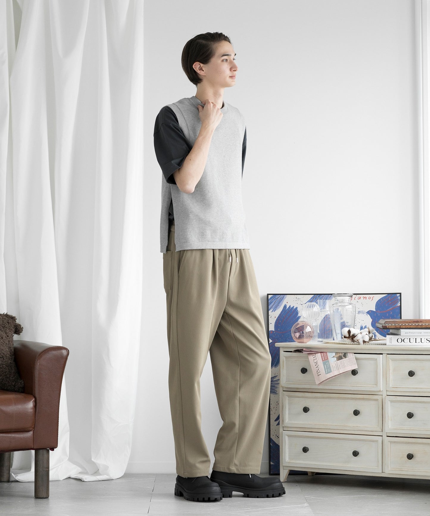 【aimoha Men's】クルーネックベスト