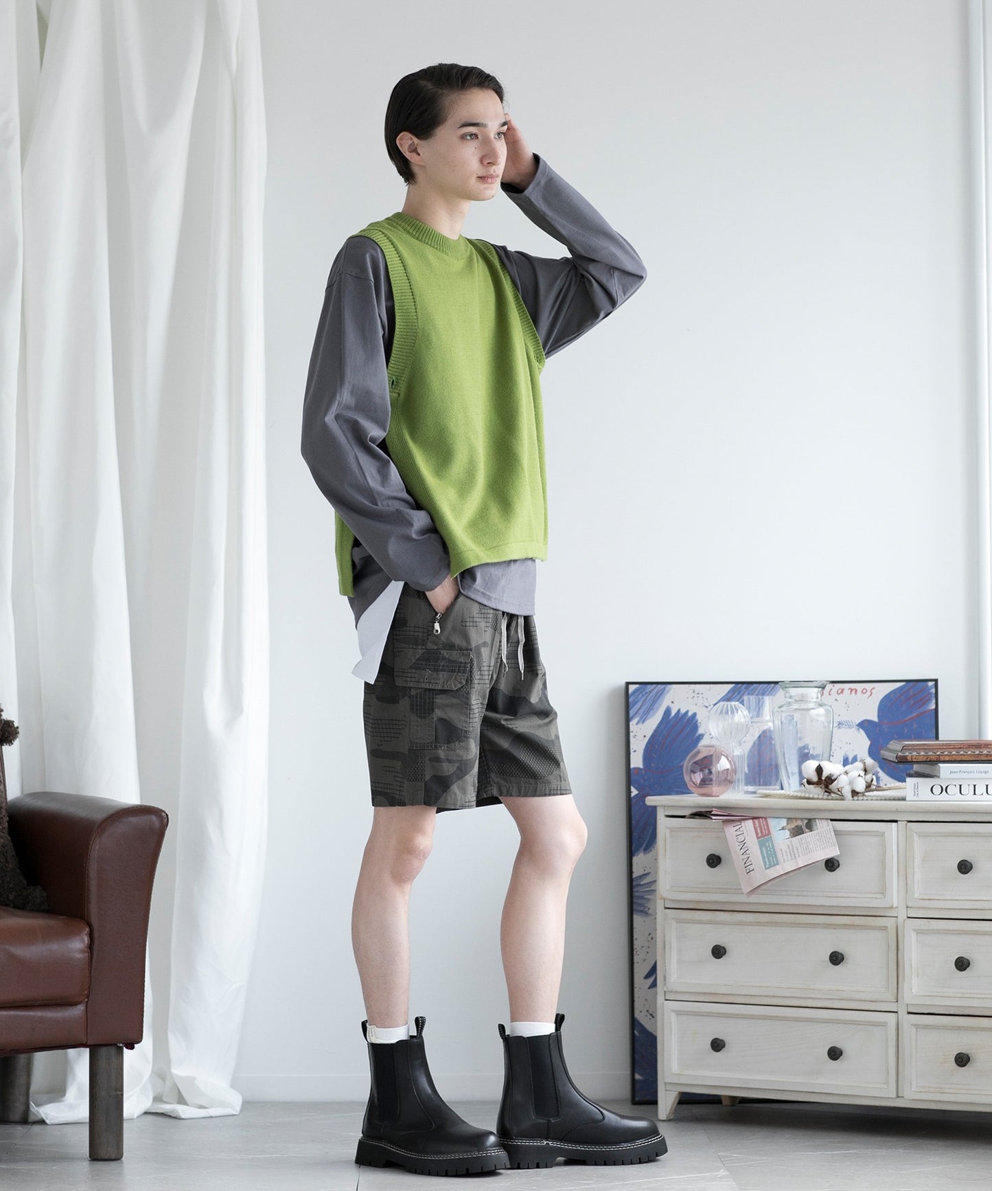 【aimoha Men's】クルーネックベスト