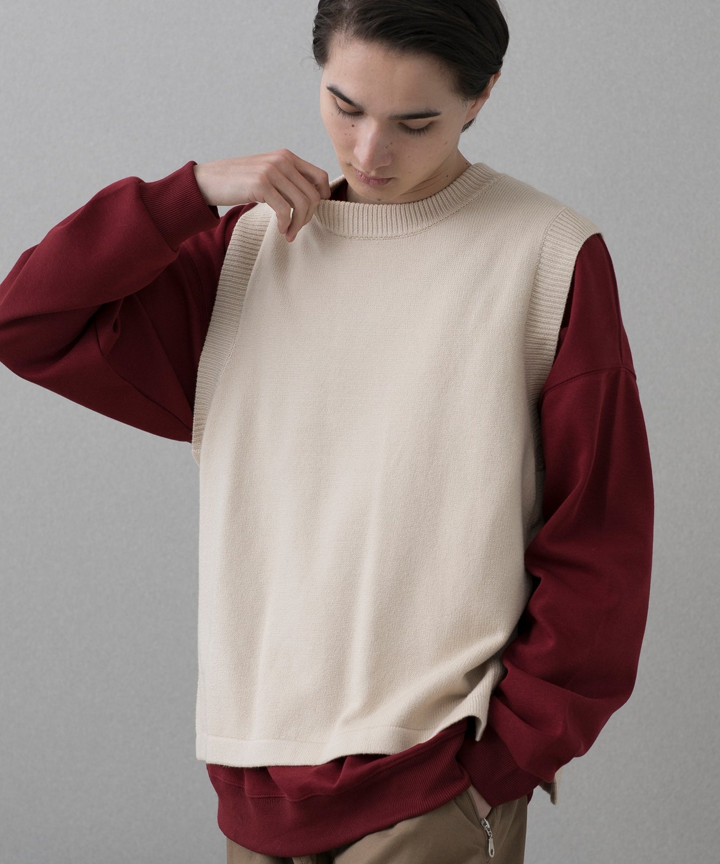 【aimoha Men's】クルーネックベスト