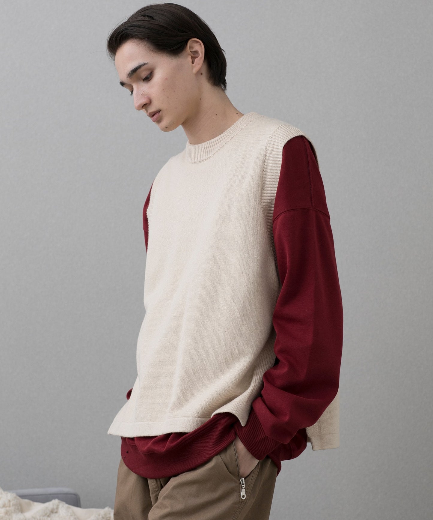 【aimoha Men's】クルーネックベスト