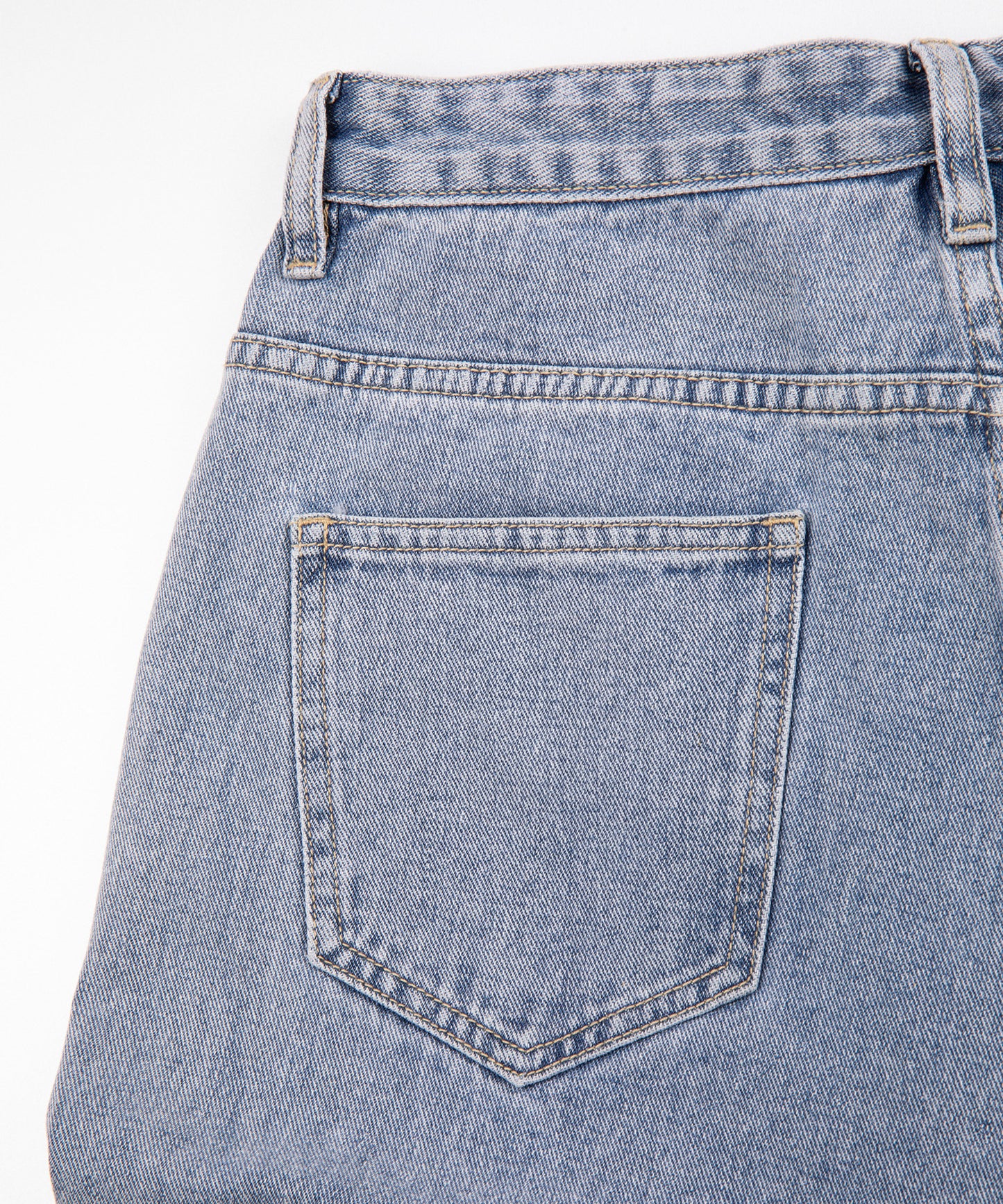 2WAYデザインジーンズデニム深めのウエストタックハイウエストデニムパンツ