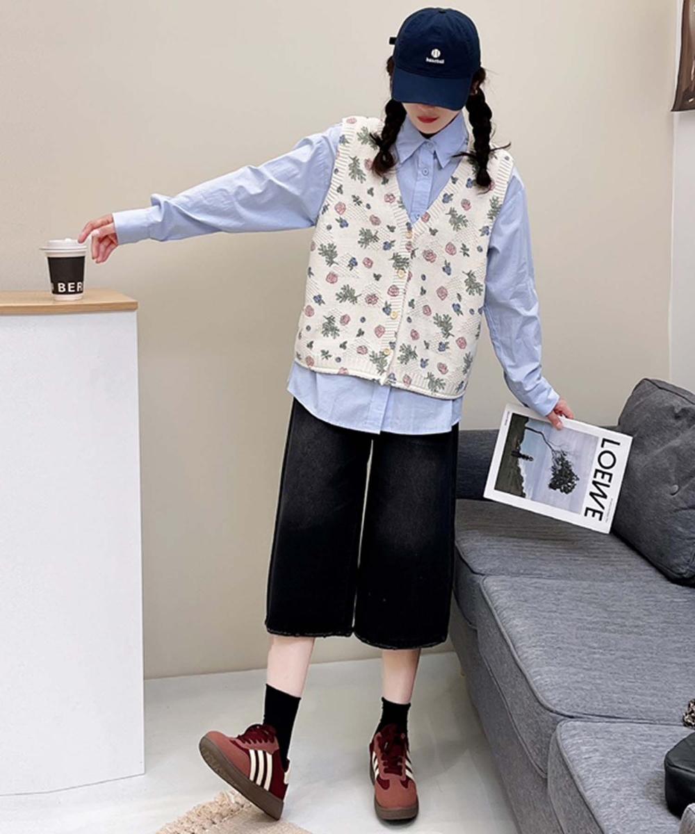 プリント柄ニットベスト
