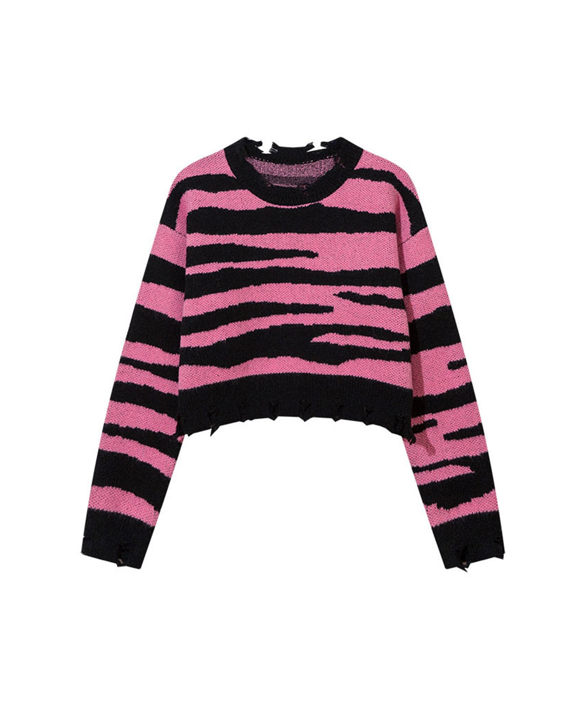 【HOOK】for girls ゼブラ模様ニット ショット丈