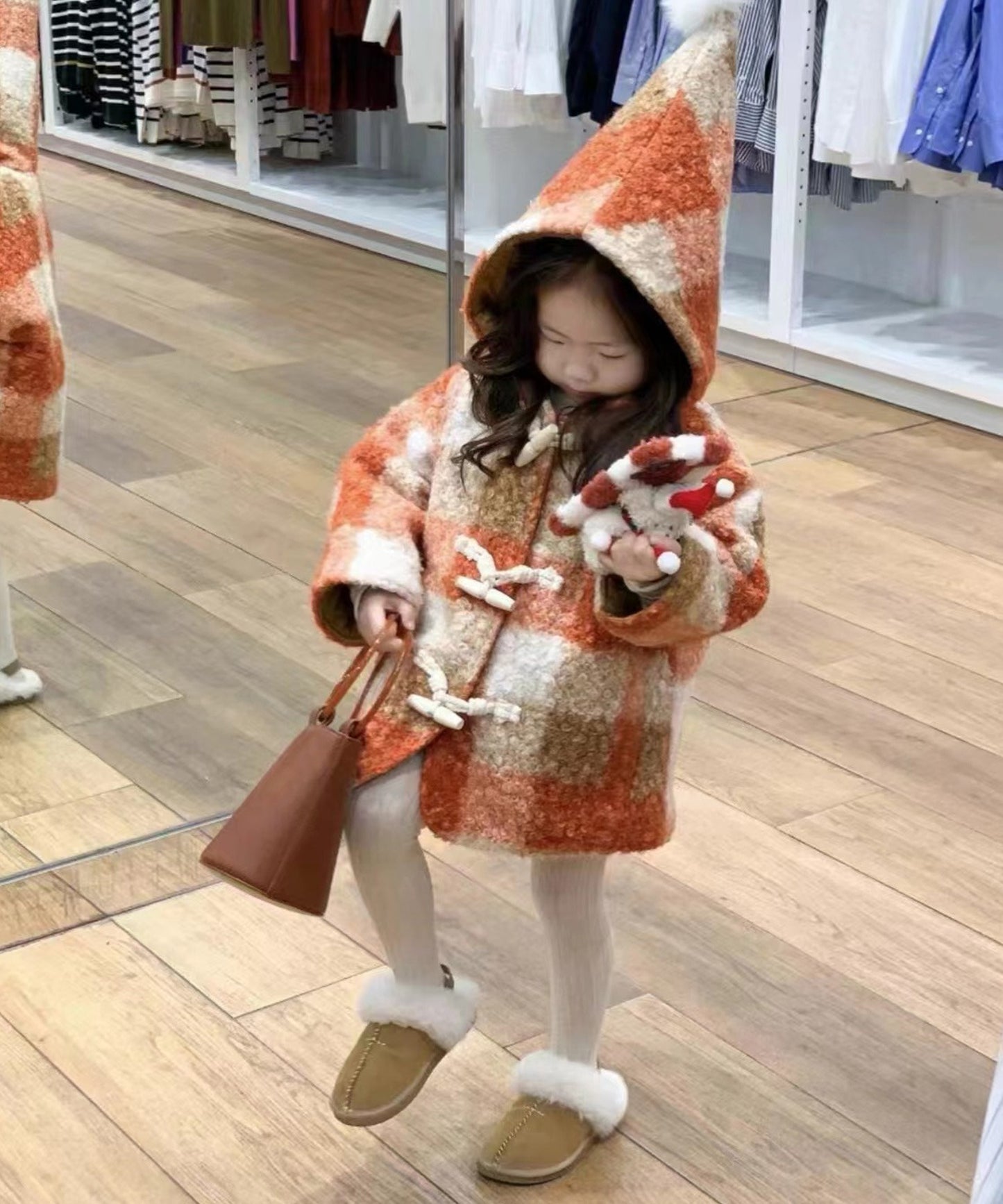 【aimoha-KIDS-】韓国子供服 クリスマスかわいいモコモコ厚手アウター