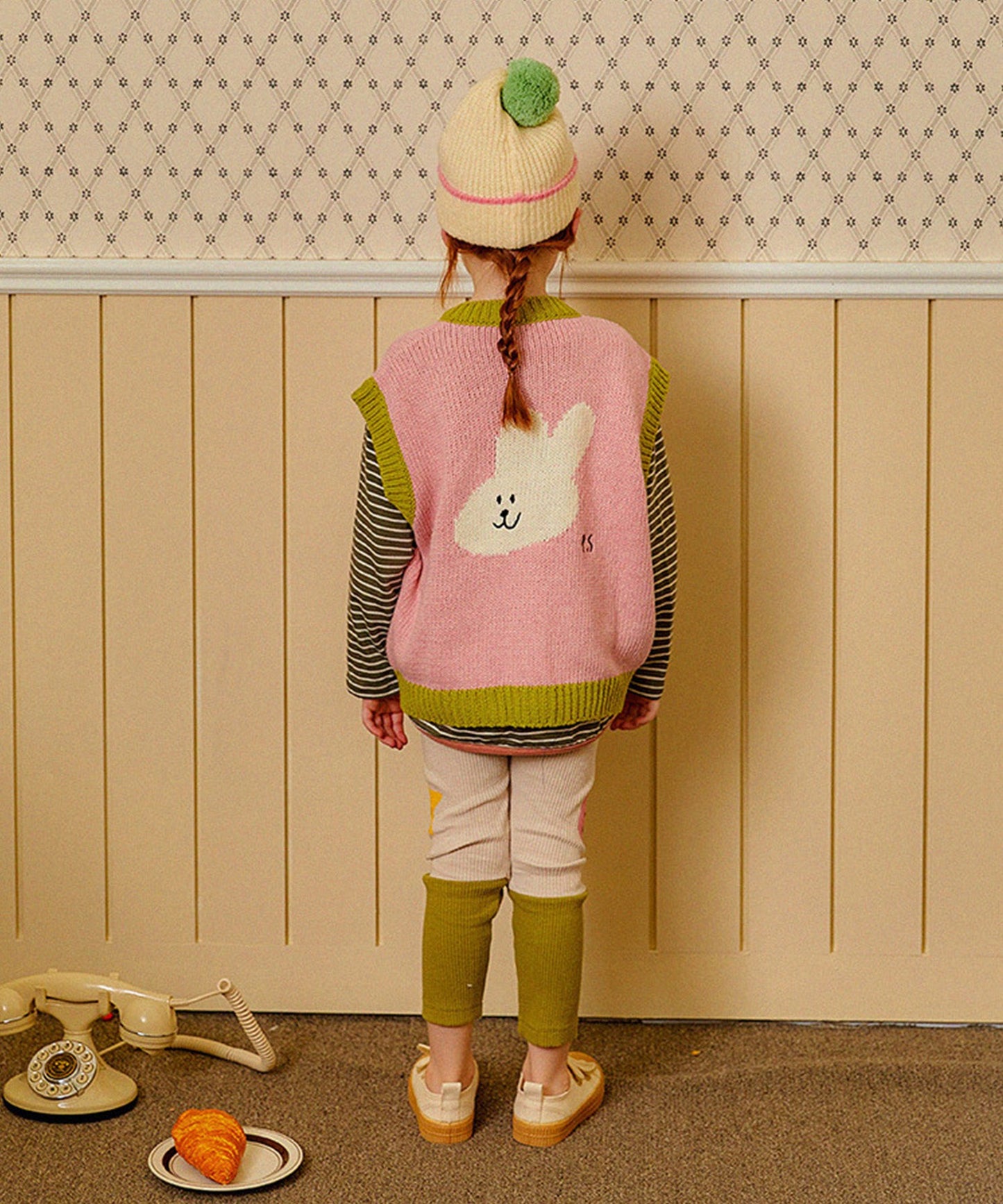 【aimoha-KIDS-】韓国子供服 前あきかわいいニットベスト