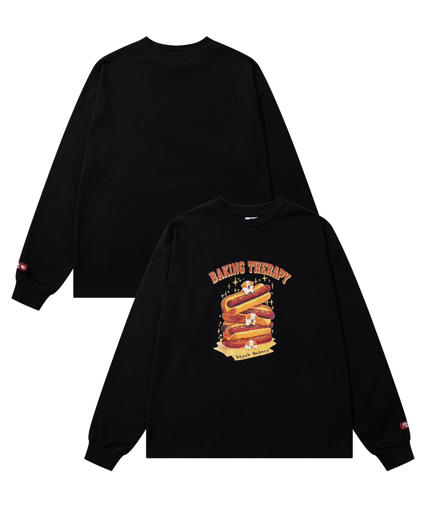 HOOK -original- 「HOOK BAKERY」シリーズ ヴィンテージ風犬プリントロンTEE