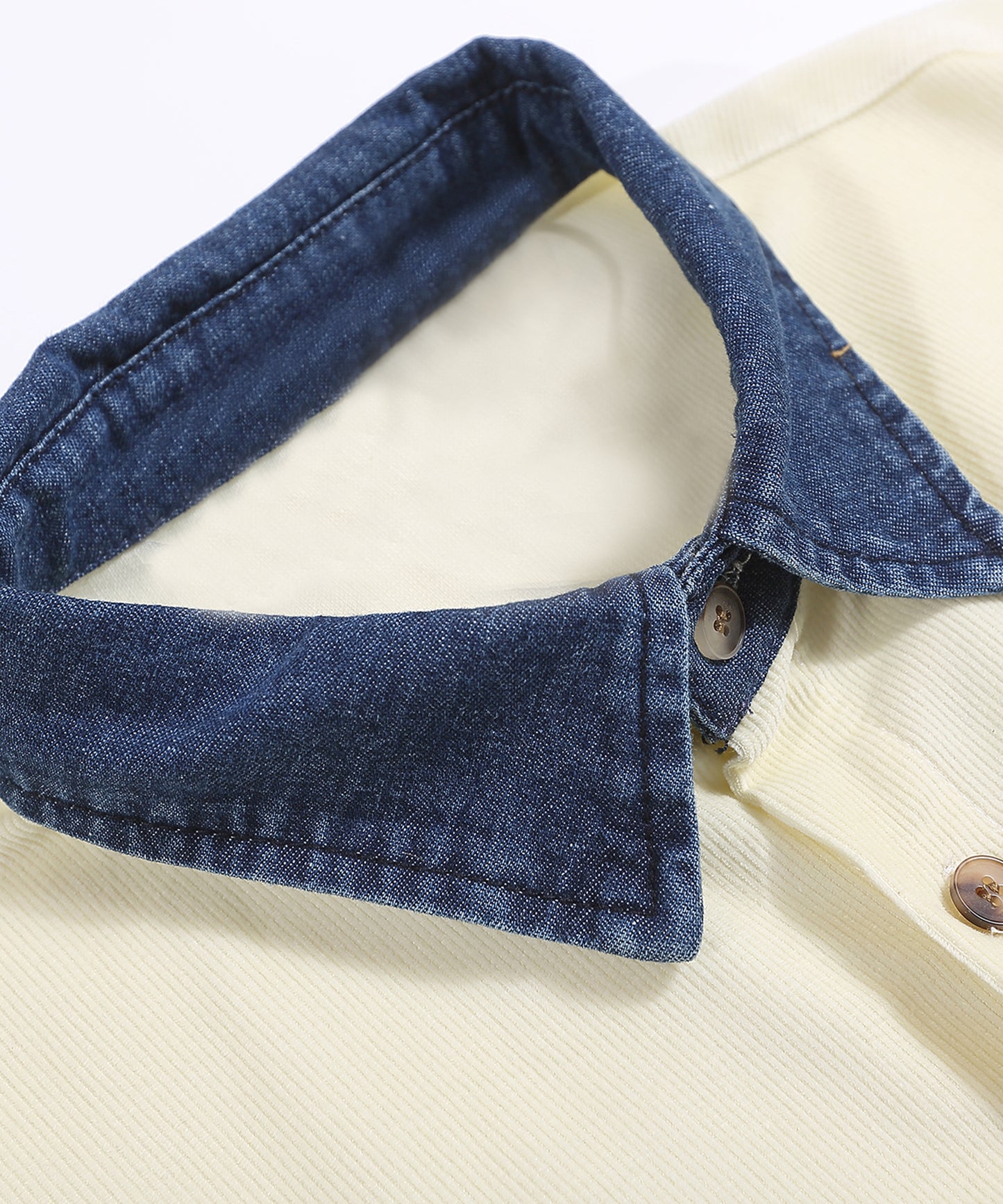 【HOOK -select- 】レトロ調人物刺繍夏コーデュロイ半袖シャツ