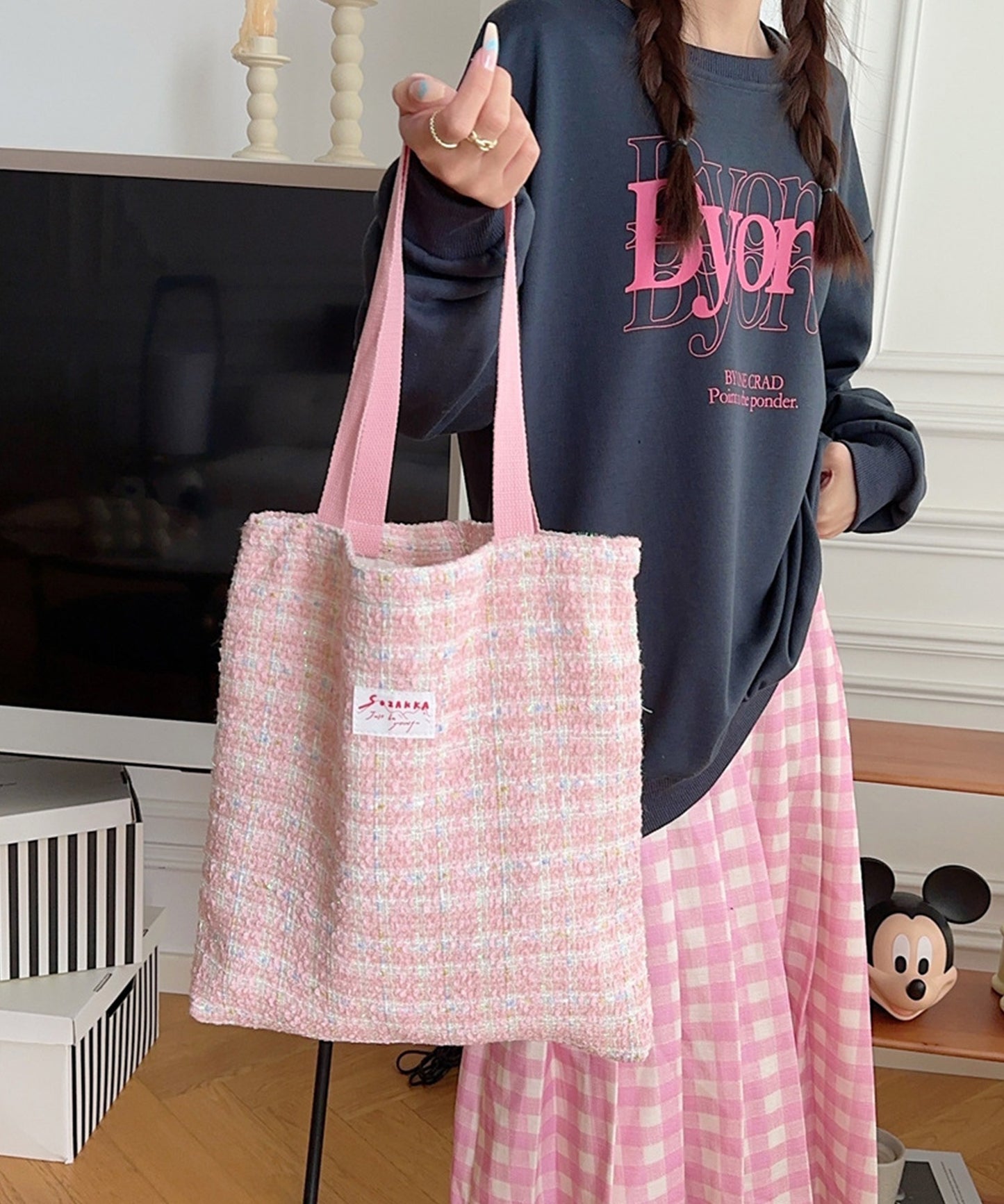 パステルツイードトートバッグ