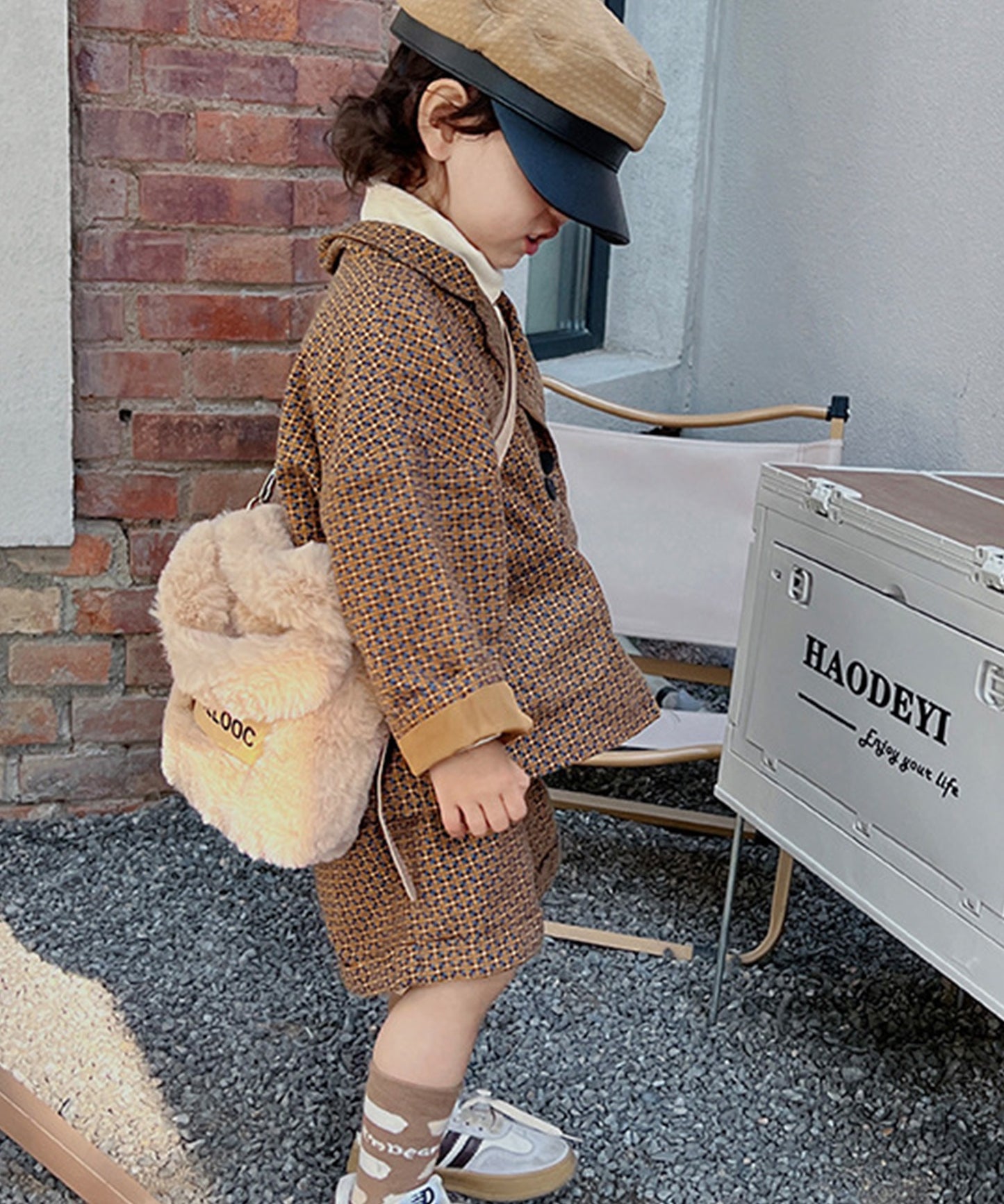 【aimoha-KIDS-】韓国子供服 フェイクファー2WAYショルダーバッグ