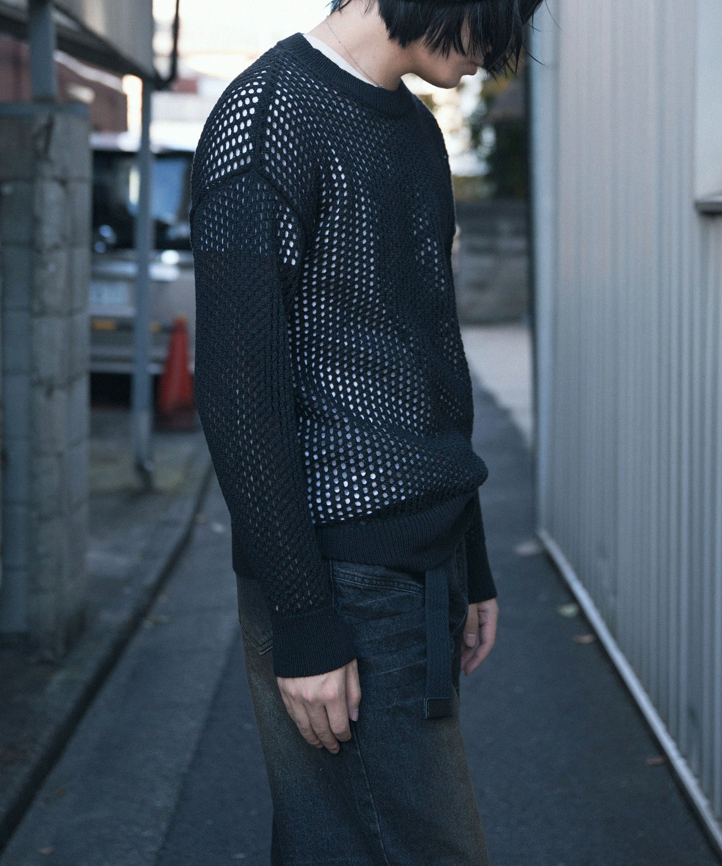 【aimoha Men's】MESH KNIT PULLOVER メッシュニット プルオーバー