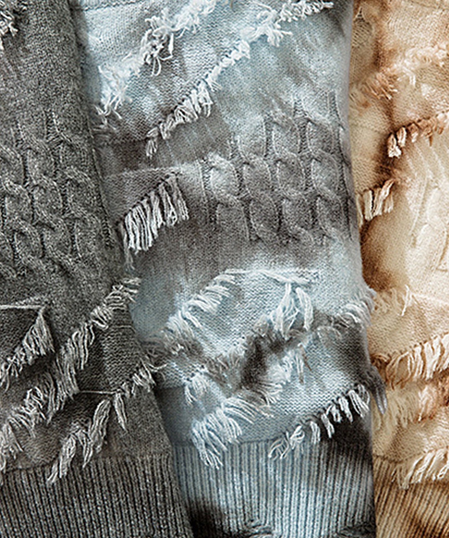 【HOOK】for girls 切りっぱなしフリンジデザイン タイダイ染めショート丈ニット