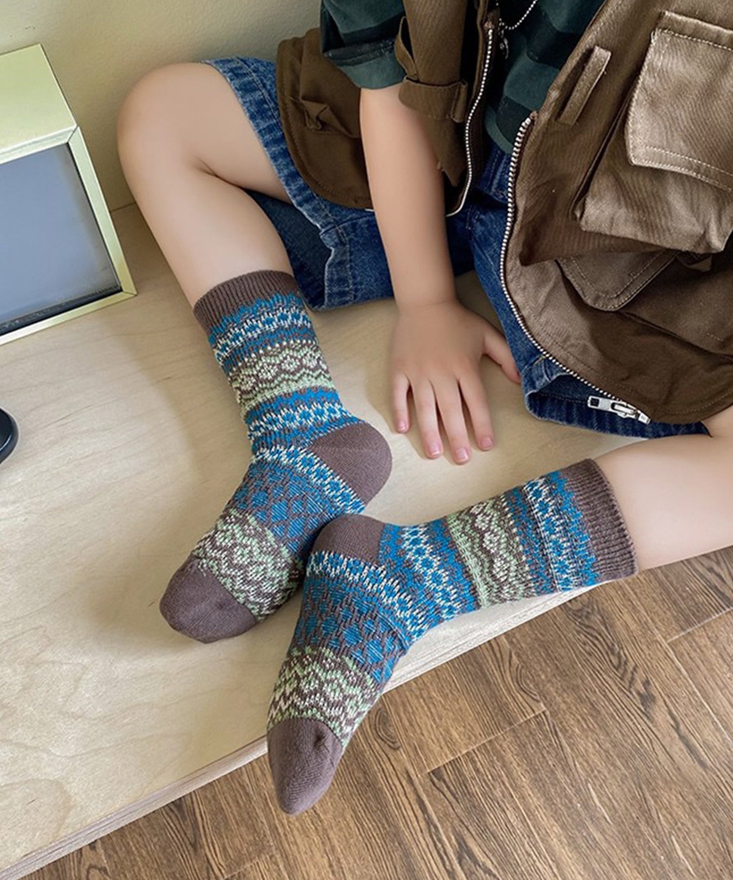 【mosox】民族風暖かいkids靴下3点セット