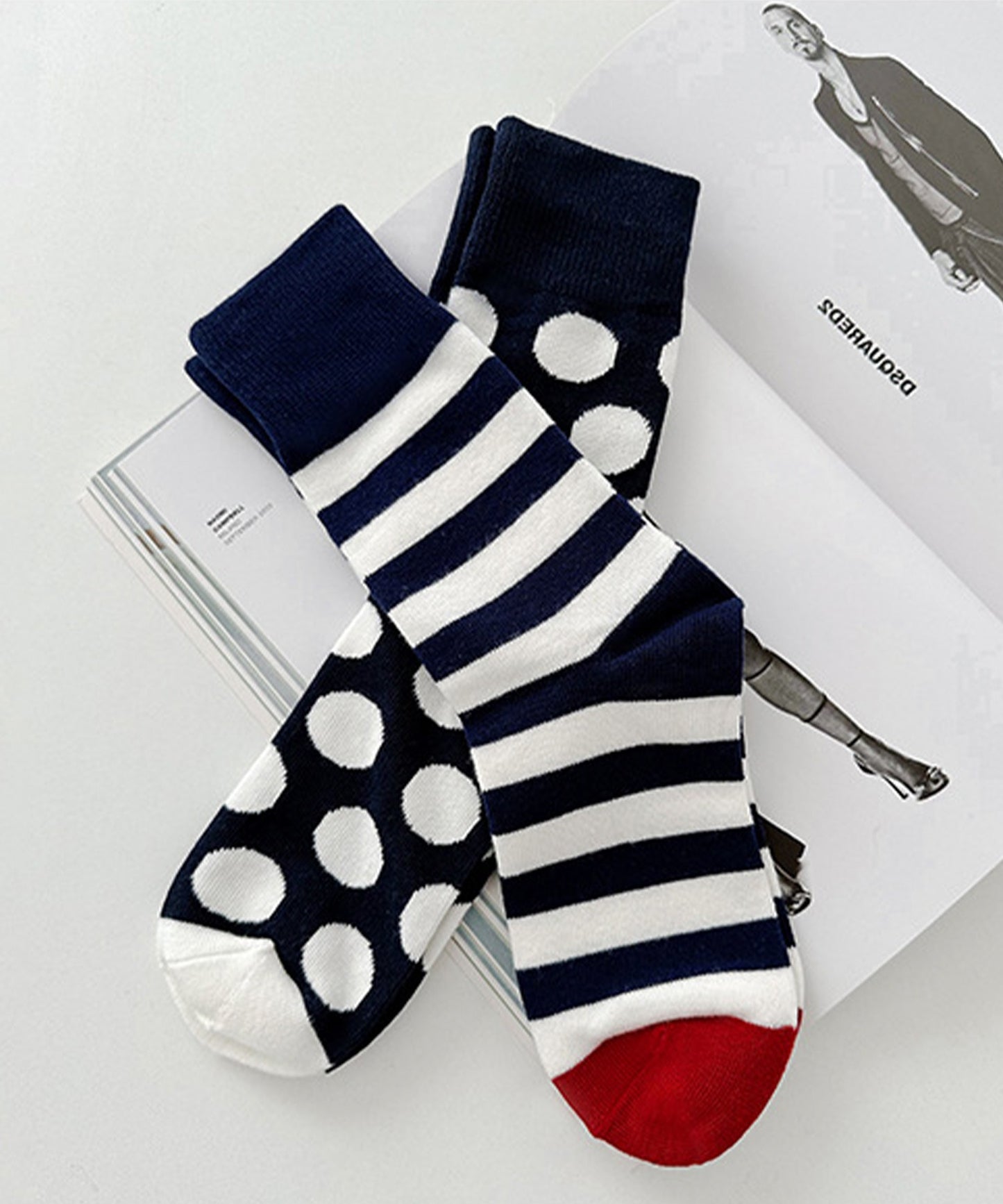 【mosox】ボーダー・ドット柄ソックス6点セット