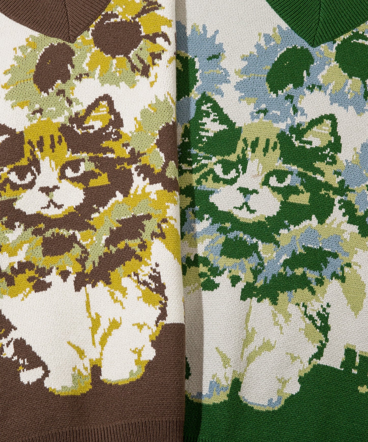 【HOOK -original- 】かわいいネコとひまわりニットベスト