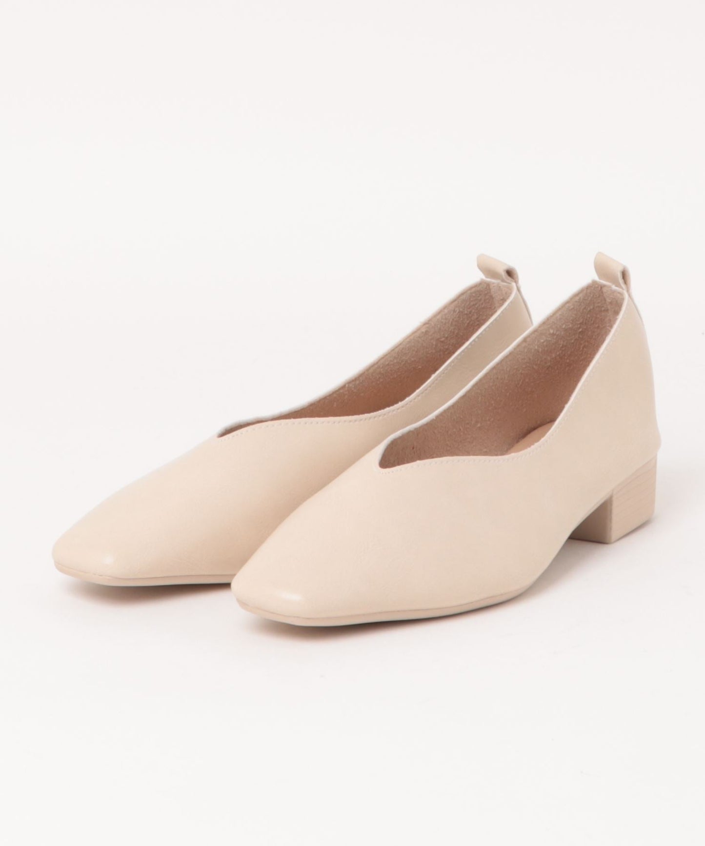 【shoes365】V型 ローヒール スクエアトゥパンプス