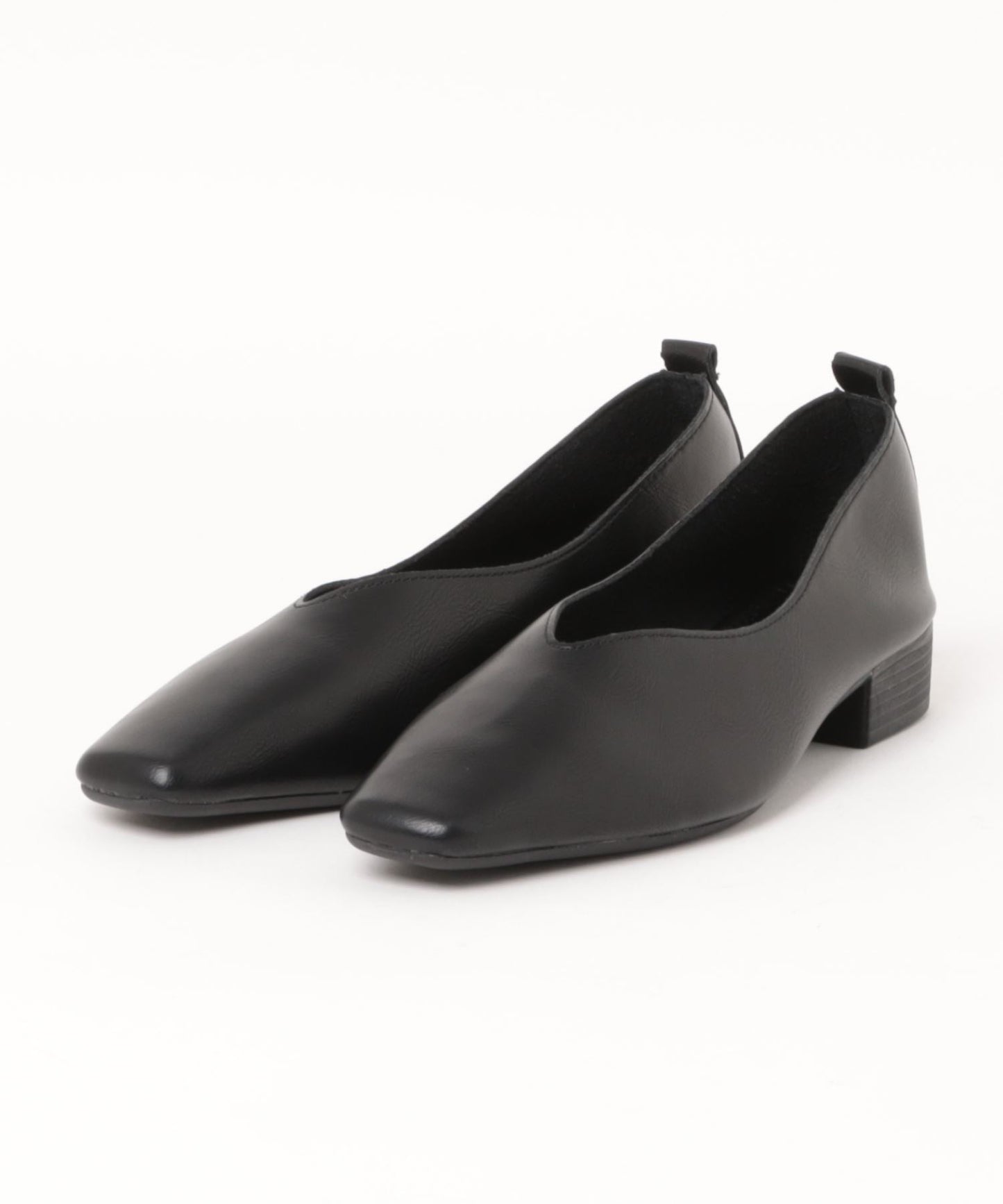 【shoes365】V型 ローヒール スクエアトゥパンプス
