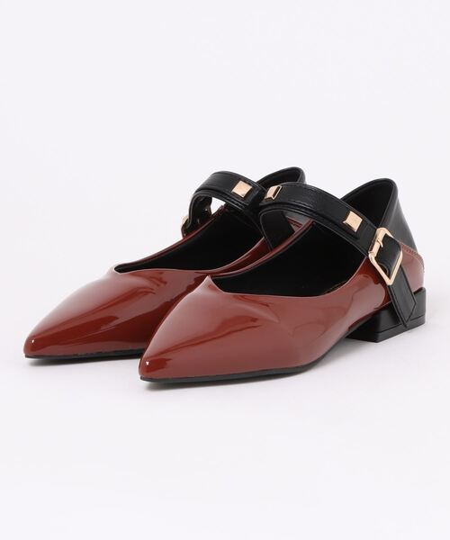 【shoes365】ポインテッドトゥ ローヒールメリージェーンシューズ