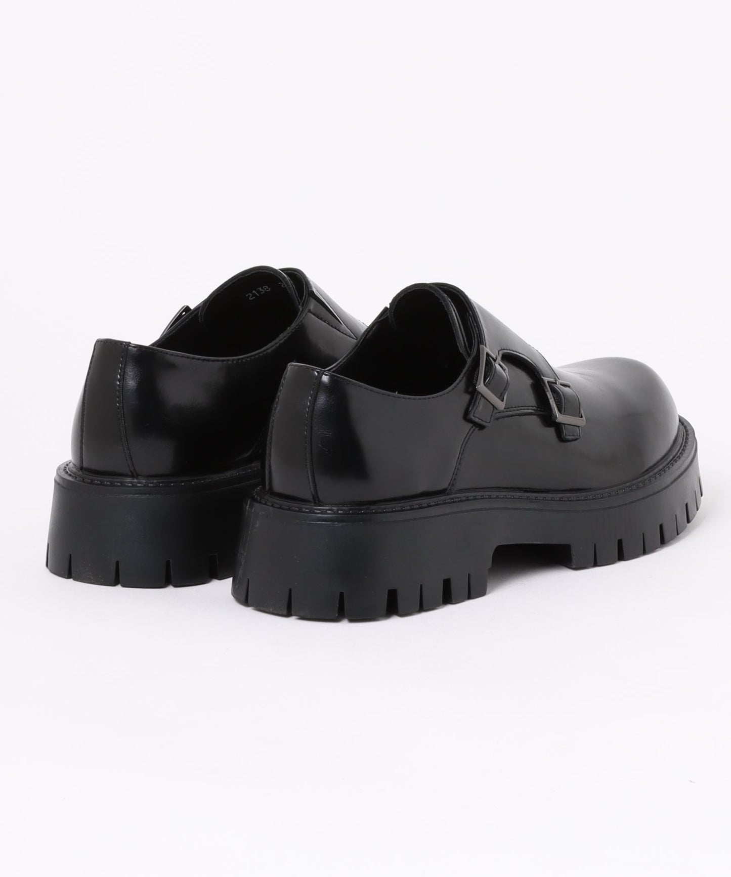 【shoes365】二層カバー バックル二個付け 厚底ドレスシューズ