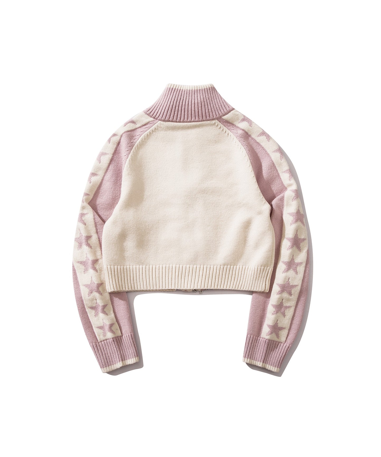 【HOOK】for girls レーシング風袖星切り替えブルゾンニット ショート丈