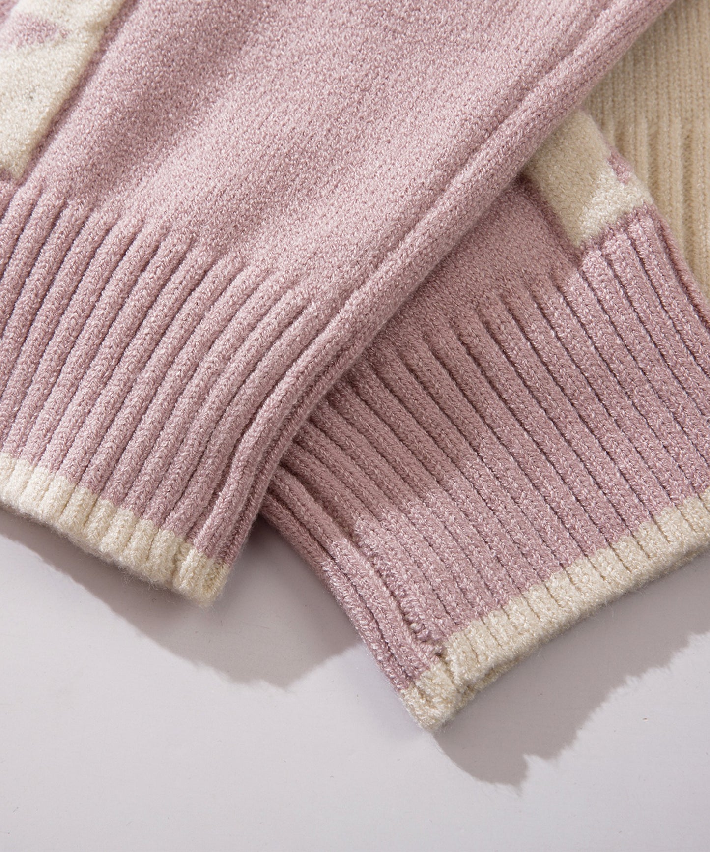 【HOOK】for girls レーシング風袖星切り替えブルゾンニット ショート丈