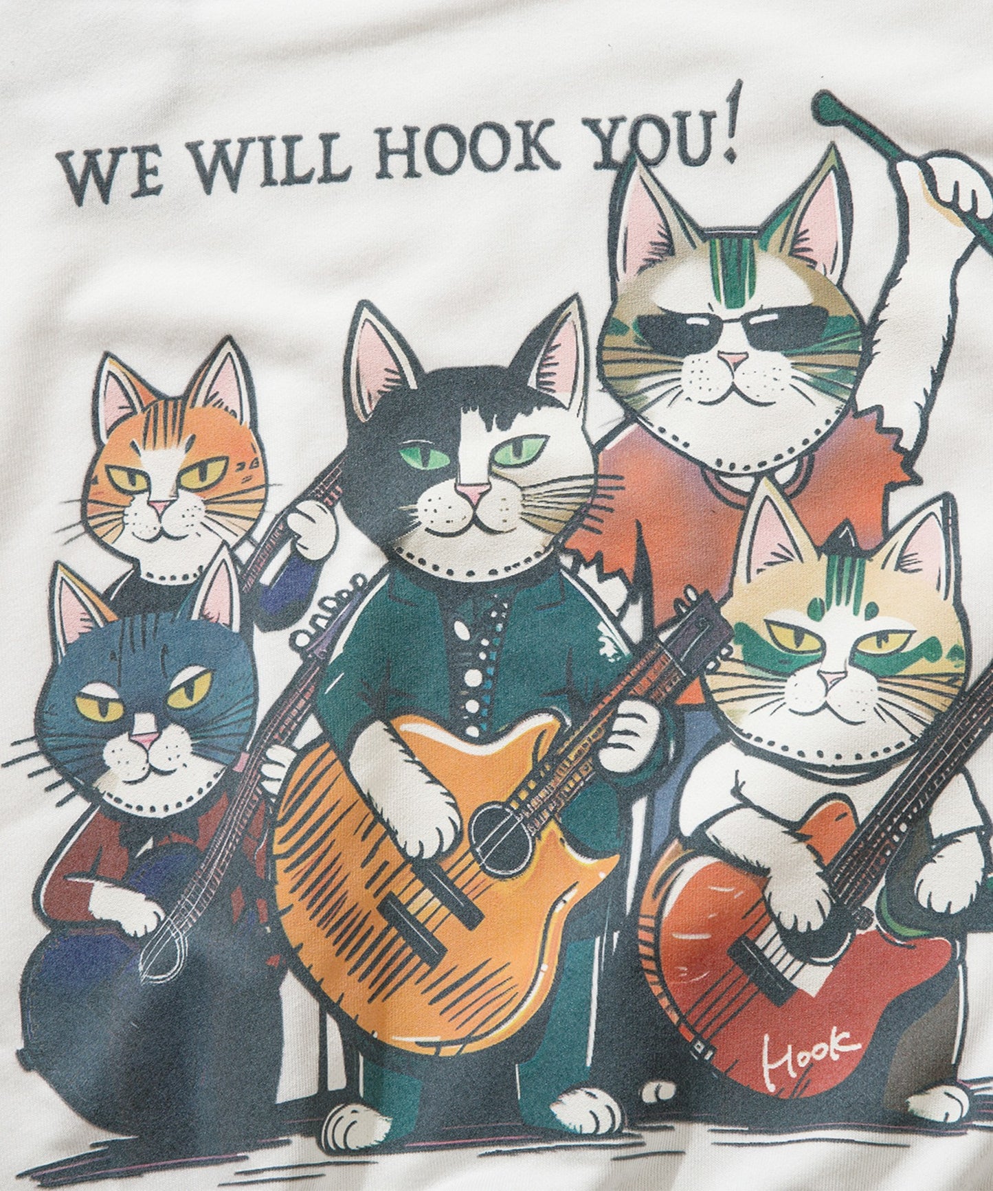 【HOOK -original- 】ワンポイント刺繍ネコイラストバックプリントスウェット