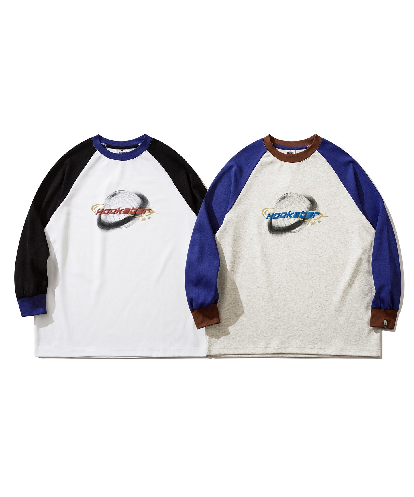 【HOOK -original- 】Y2K発泡プリント配色ラグランスリーブロンTEE