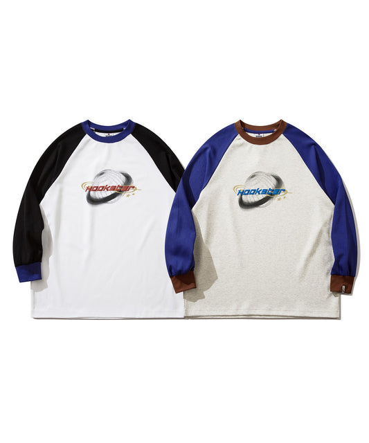 【HOOK -original- 】Y2K発泡プリント配色ラグランスリーブロンTEE