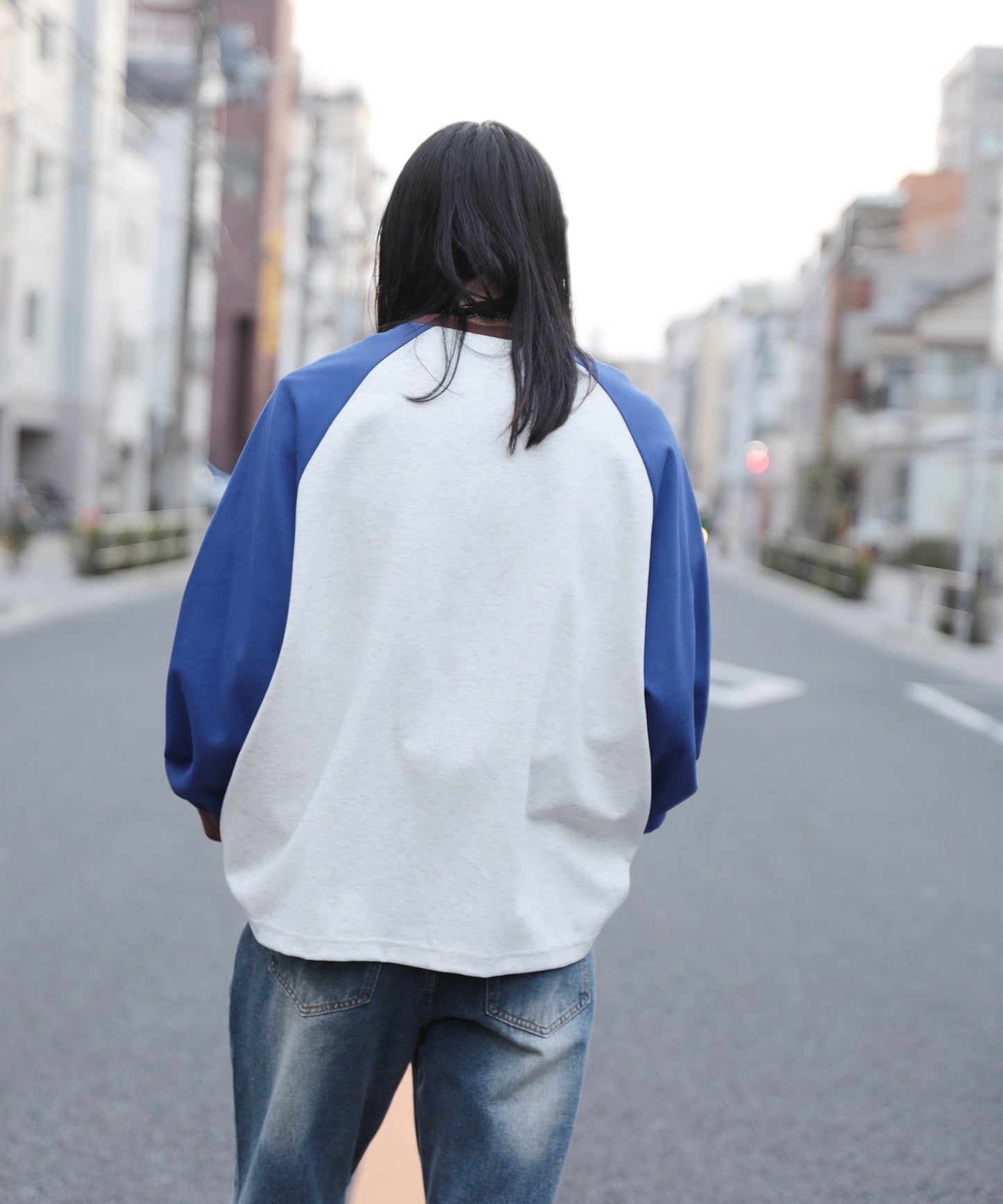 【HOOK -original- 】Y2K発泡プリント配色ラグランスリーブロンTEE