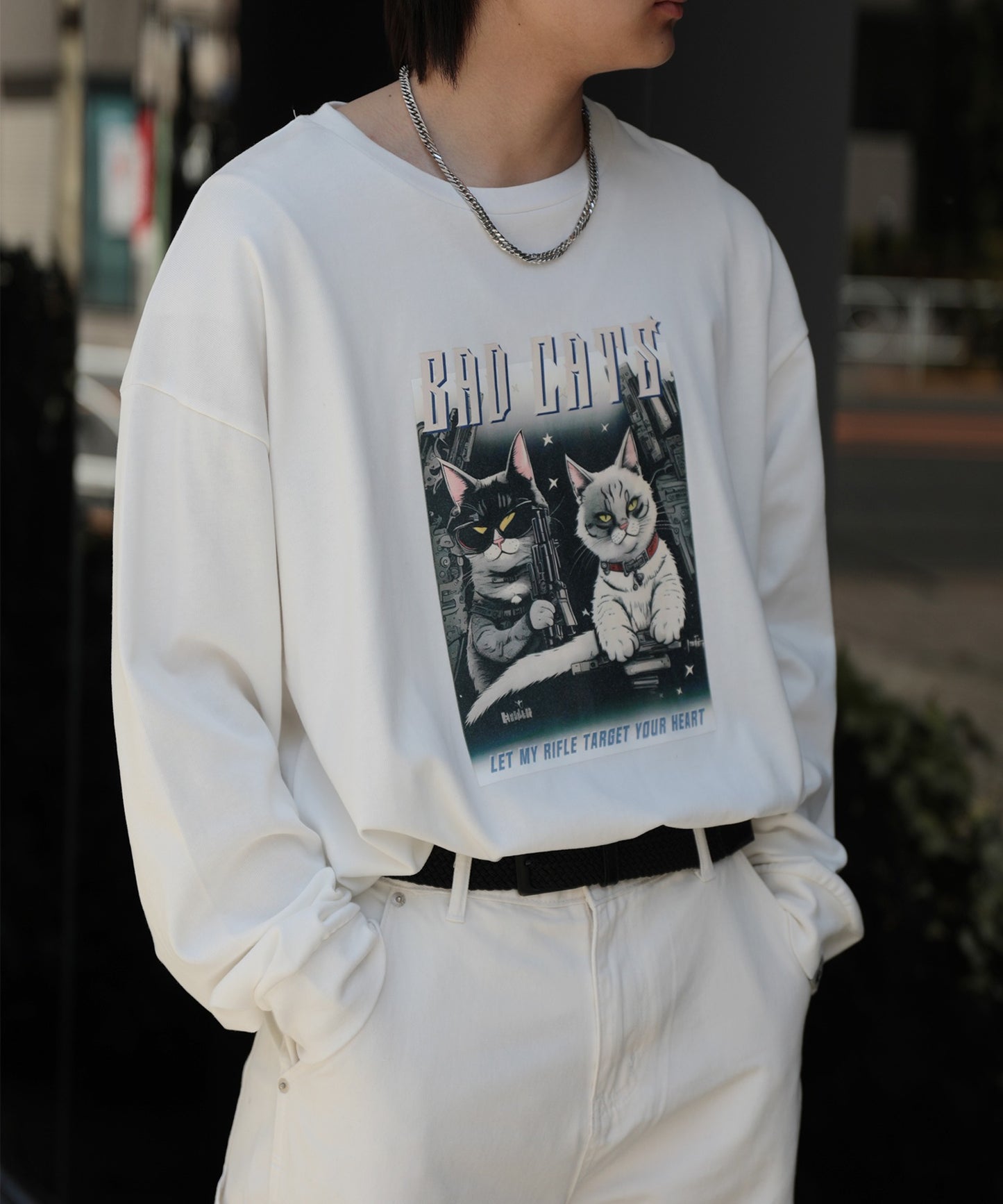 【HOOK -original- 】にゃんにゃんマフィアプリントロンTEE