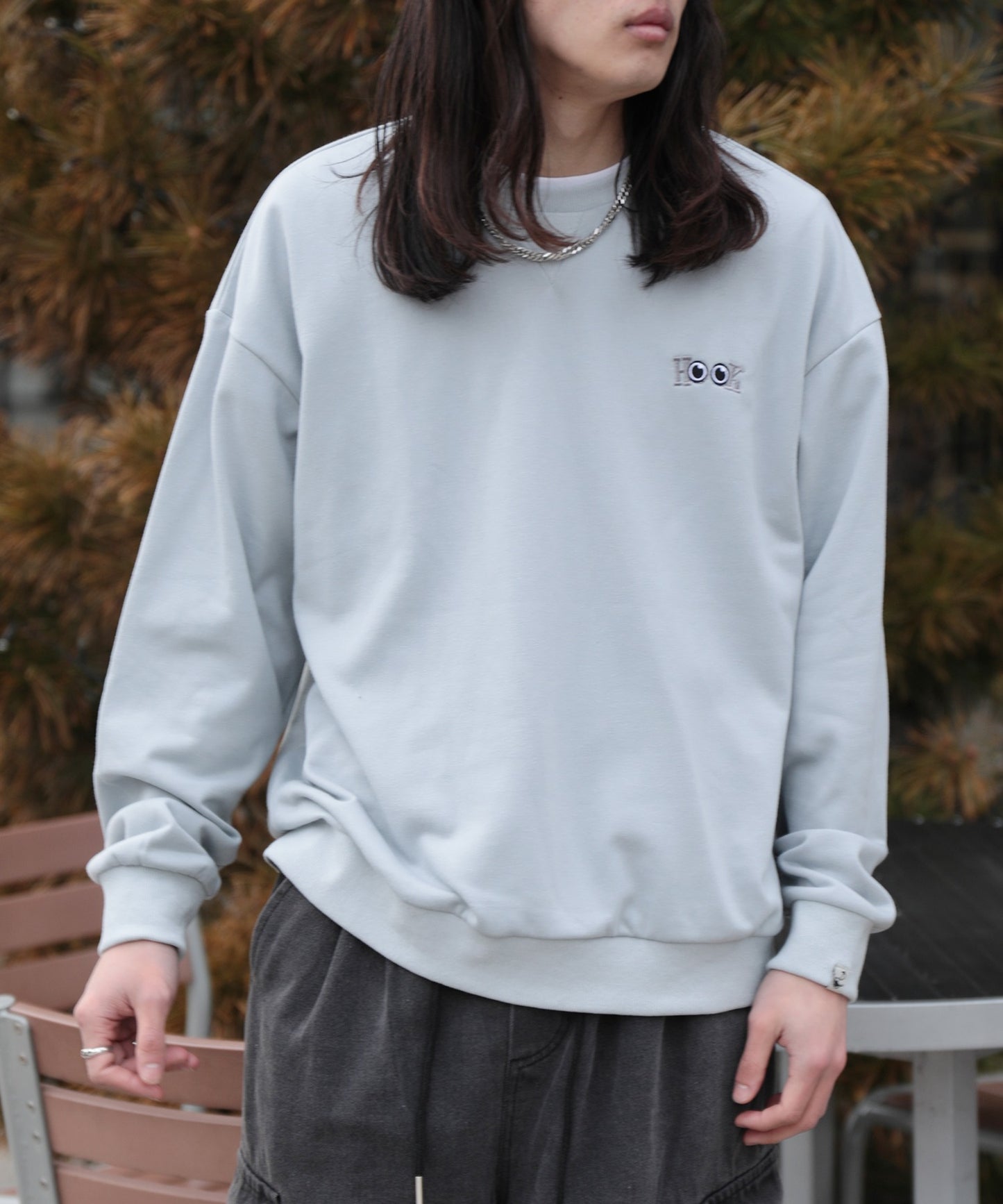 【HOOK -original- 】ハート肘パッチ刺繍スウェット