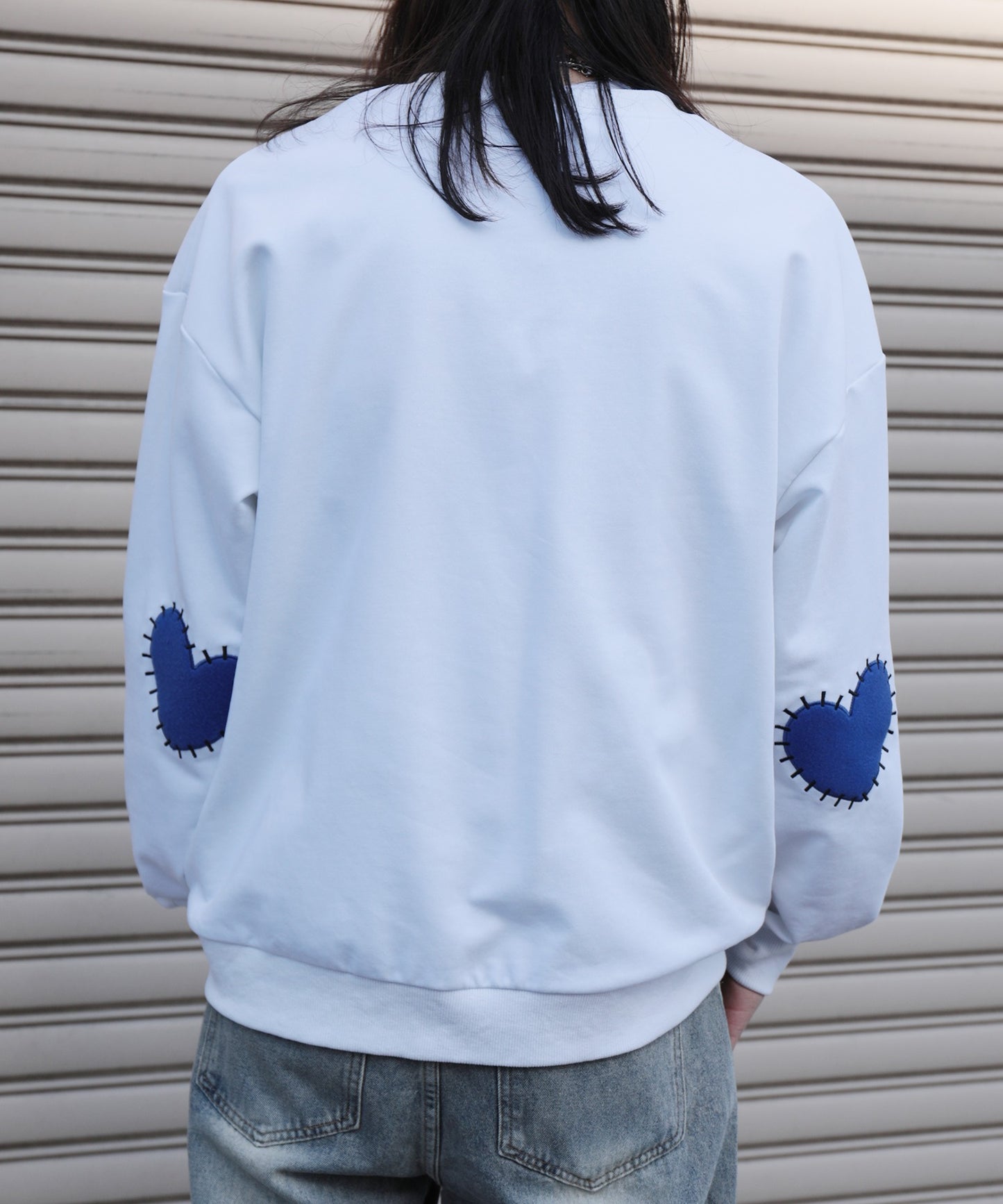 【HOOK -original- 】ハート肘パッチ刺繍スウェット