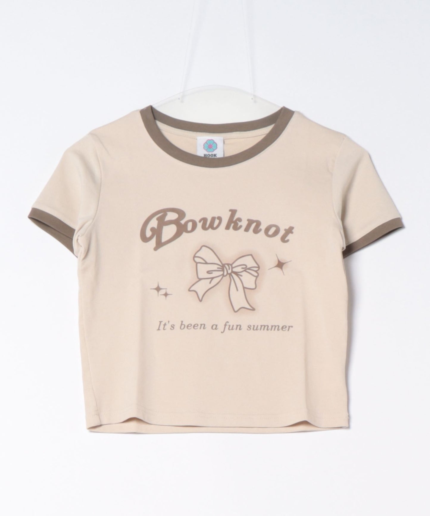 【HOOK】for girls リボンプリントリンガーtシャツ