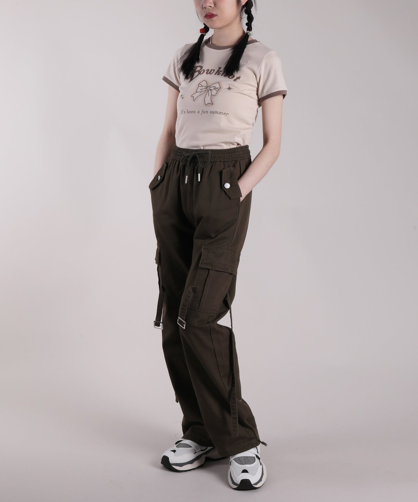 【HOOK】for girls リボンプリントリンガーtシャツ