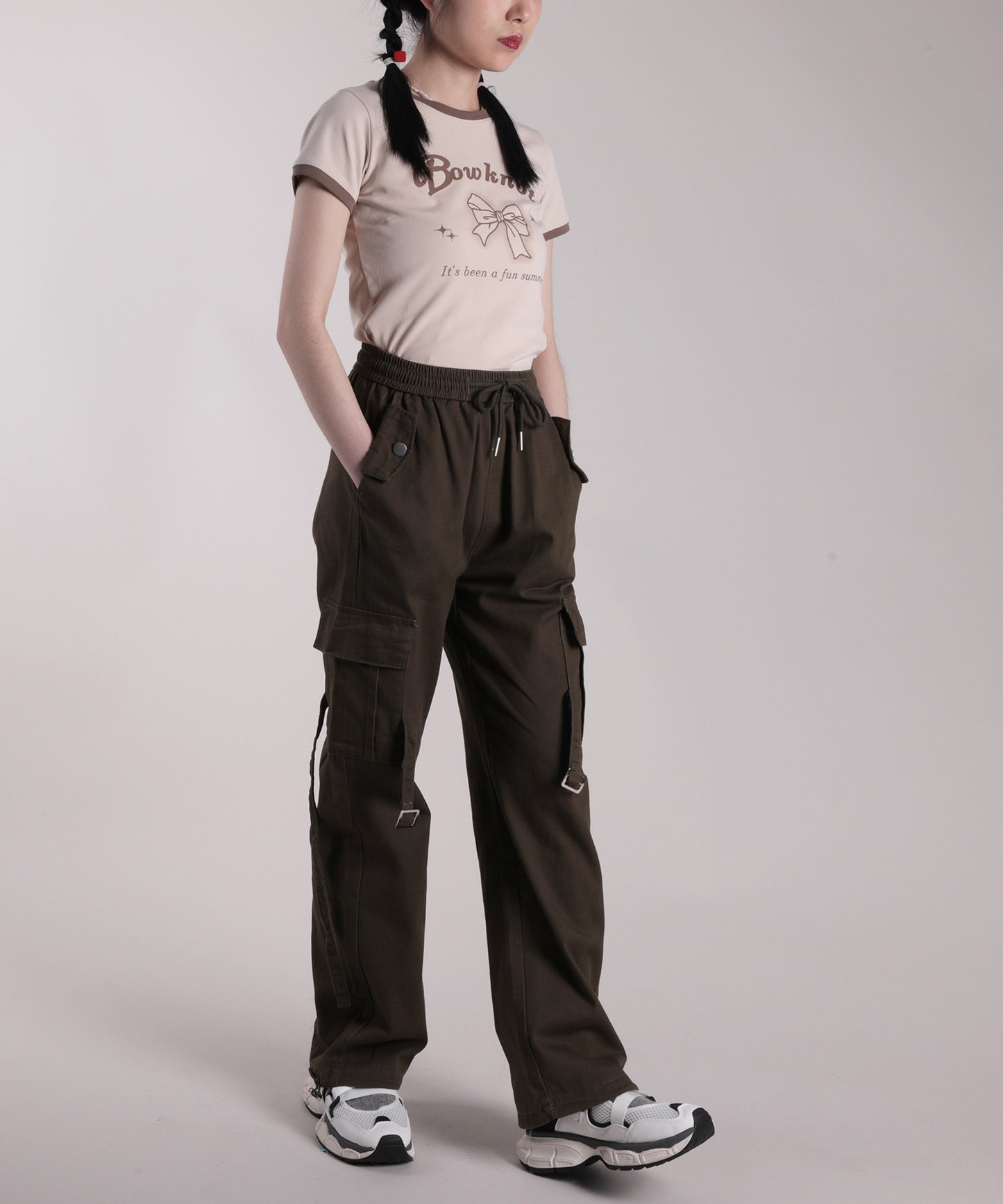 【HOOK】for girls リボンプリントリンガーtシャツ