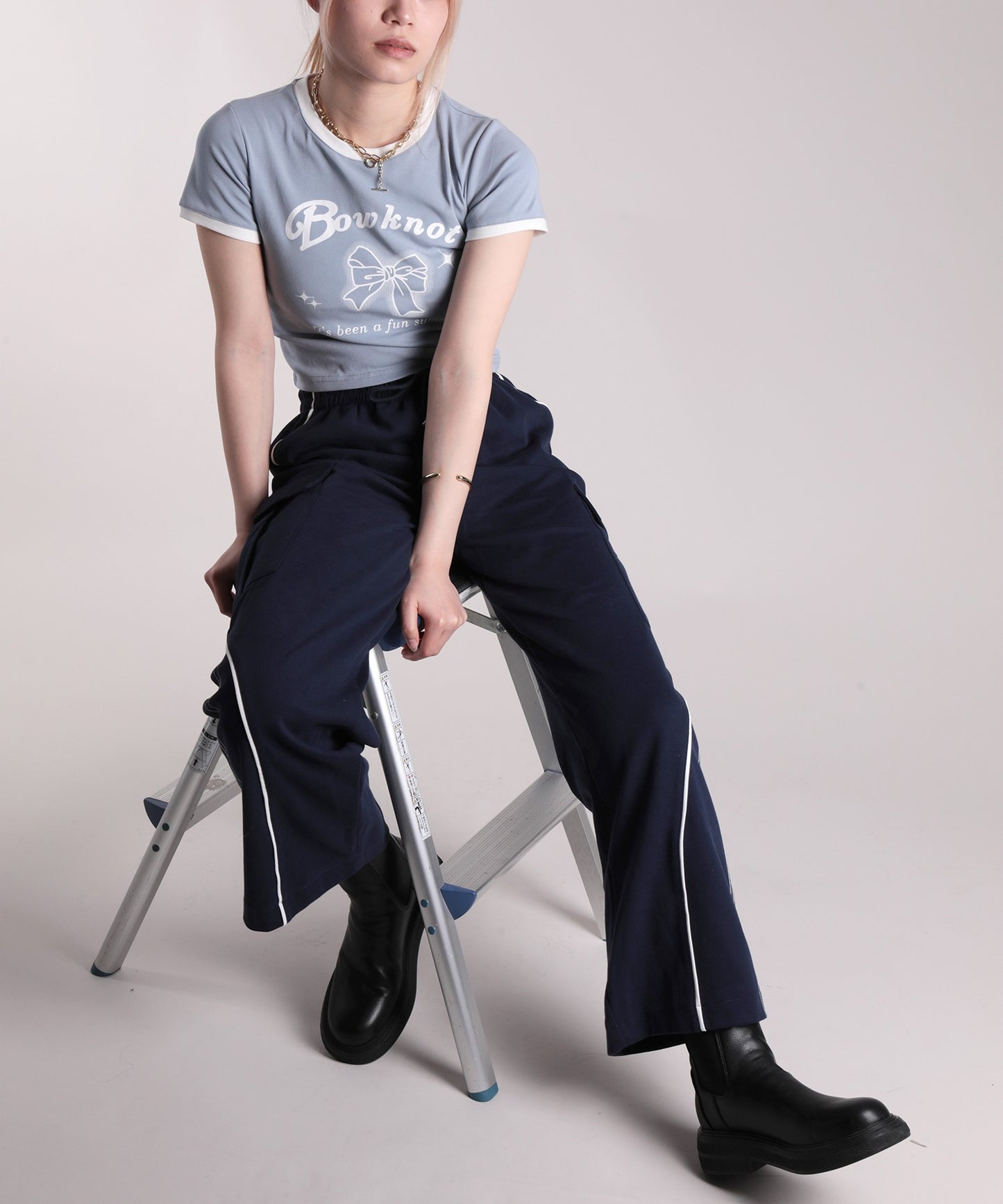 【HOOK】for girls リボンプリントリンガーtシャツ